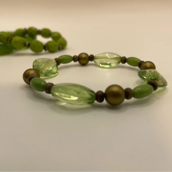 5pc NEW Green Beaded Stretch Bracelets Boho Stack Set Jade Olive Peridot Vibes 🍃 - Picture 10 of 15